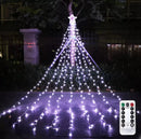 Solar Waterfall Tree Star Lights | Christmas Decorations Outdoor Lights